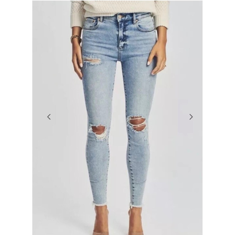 SER.O.YA Maya Distressed Skinny Jeans in Coastline W28 L29 Frayed Hem